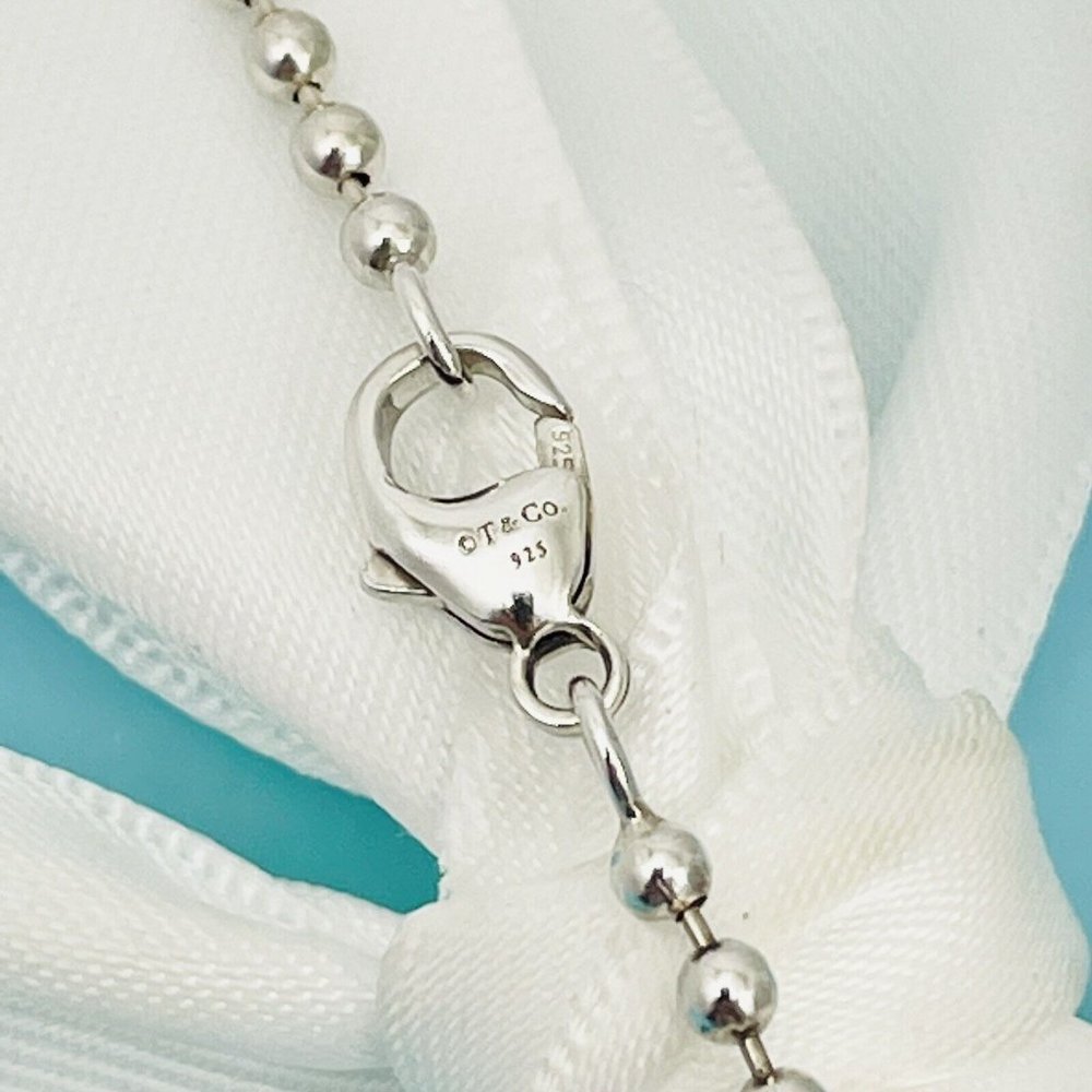 16" Tiffany Dog Chain Bead Necklace in Silver with Lobster Clasp - Picture 3 of 5